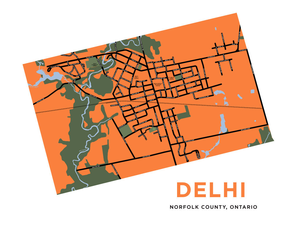Delhi, Ontario Map Print