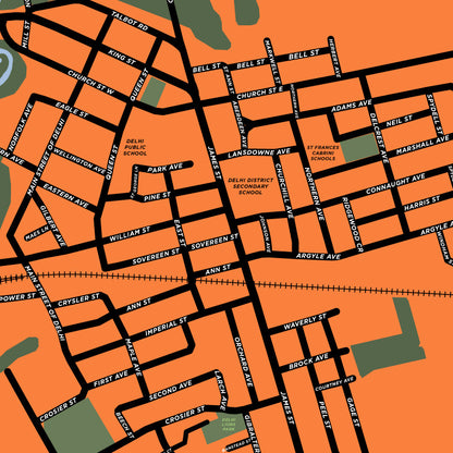 Delhi, Ontario Map Print