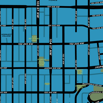 Downtown Edmonton Neighbourhood Map Print