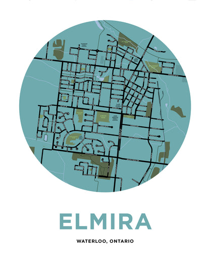 Elmira Map Print