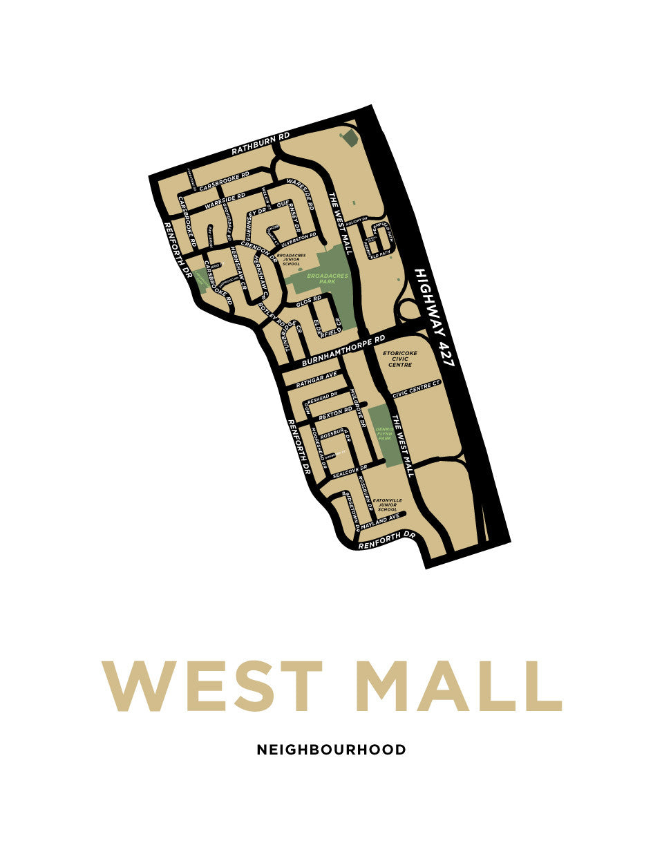 West Mall Neighbourhood Map Print