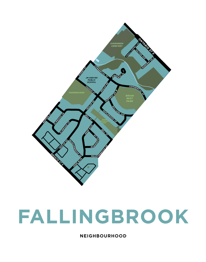 Fallingbrook Neighbourhood Map Print