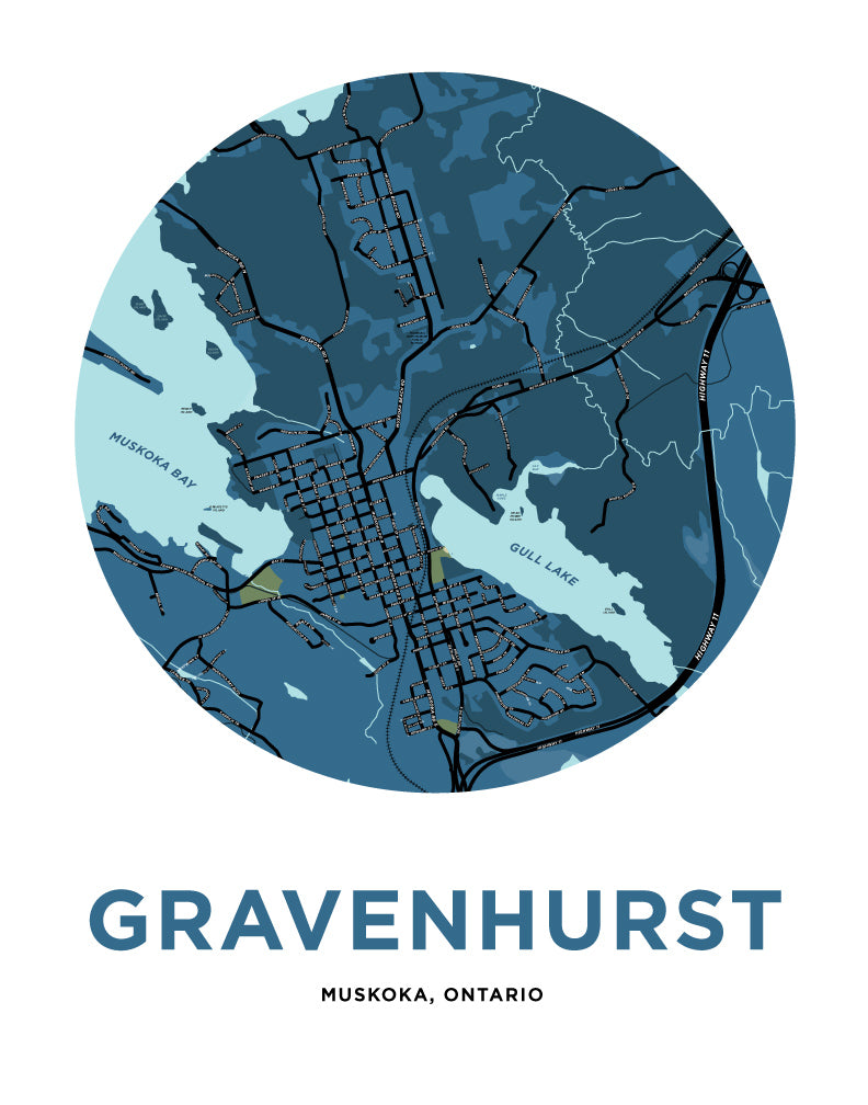 Gravenhurst Map Print