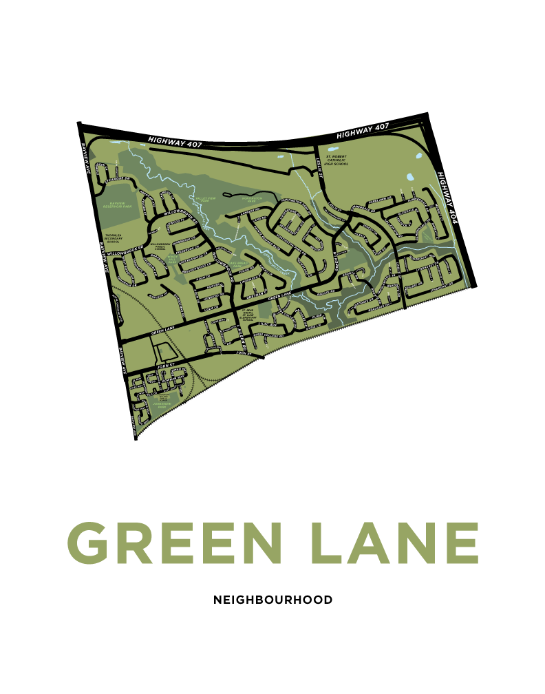 Green Lane Neighbourhood Map Print