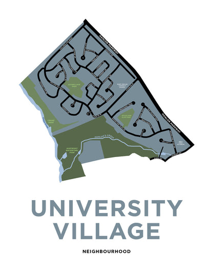 University Village Neighbourhood Map Print