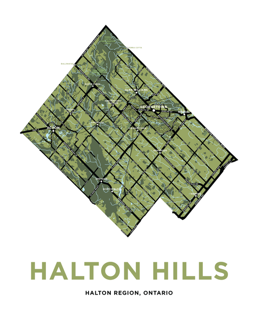 Halton Hills Map Print