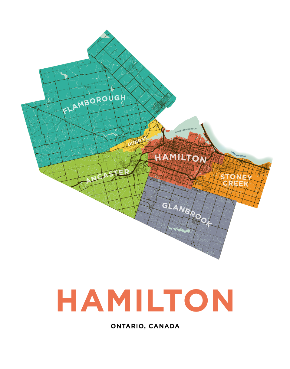 Hamilton Municipalities Map Print