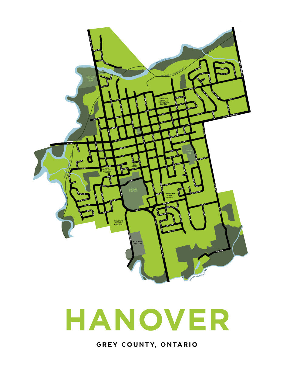 Hanover, Ontario Map Print – Jelly Brothers