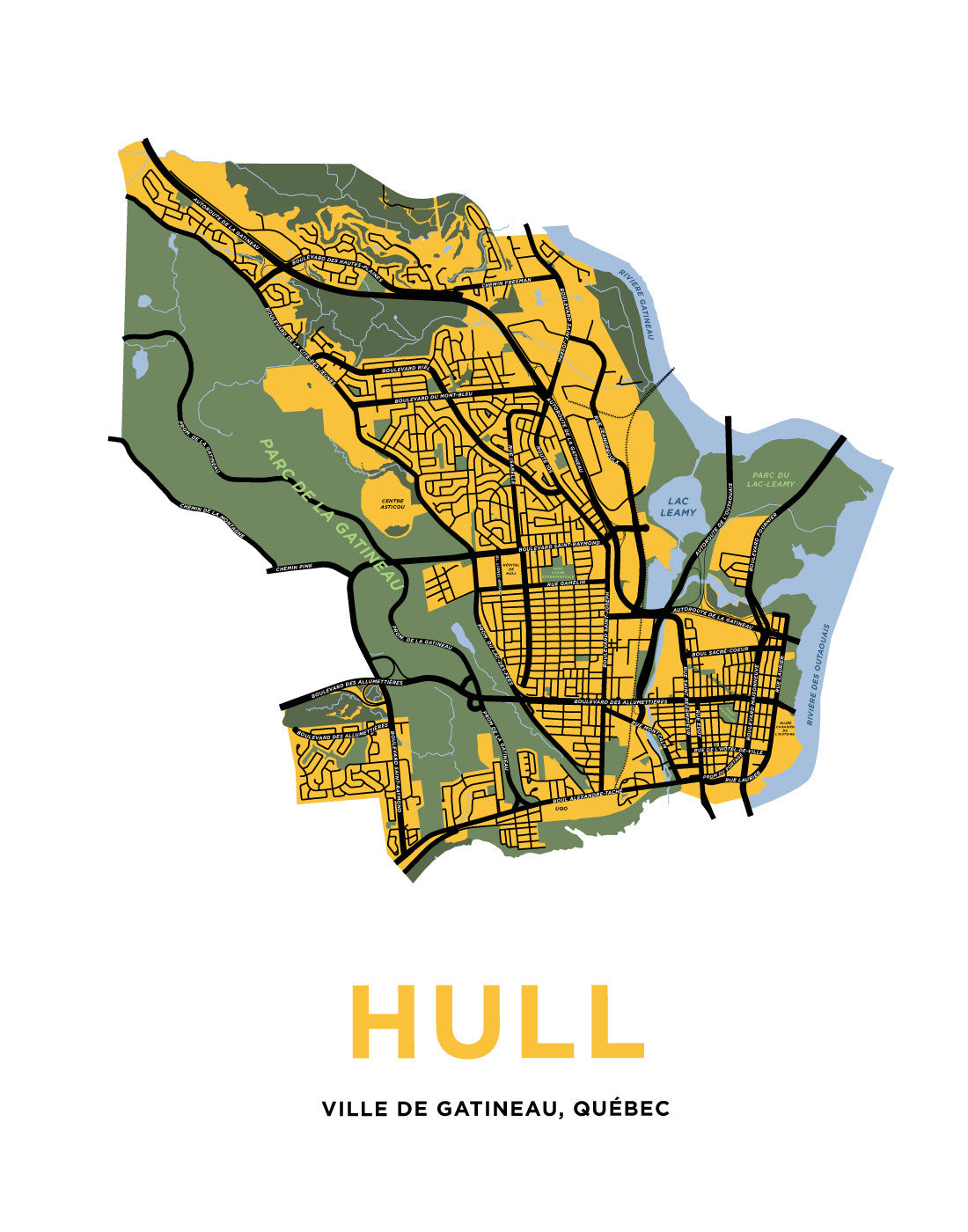 Hull Map Print (Gatineau, QC)