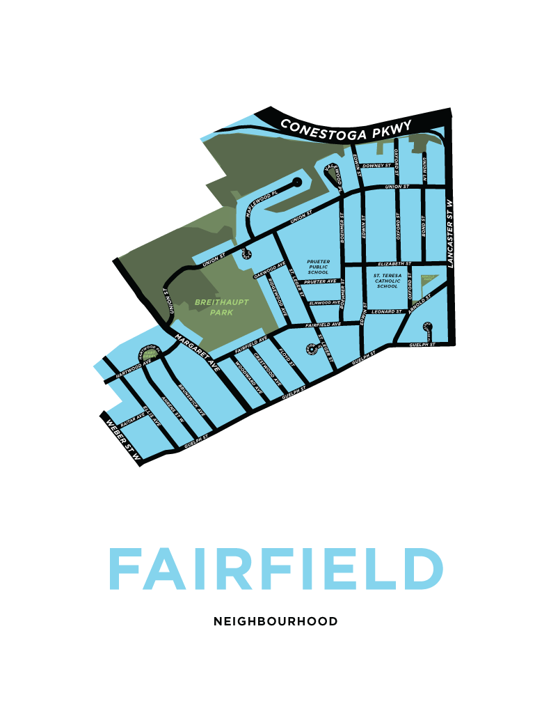 Fairfield Neighbourhood Map Print