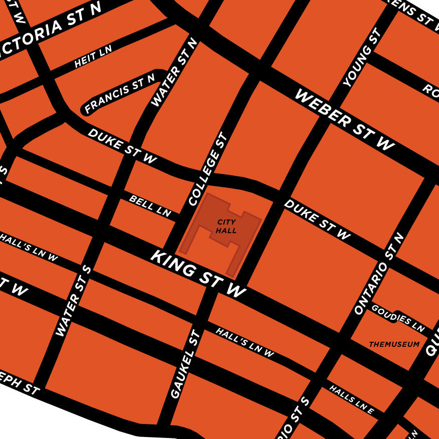 Downtown Kitchener Map Print