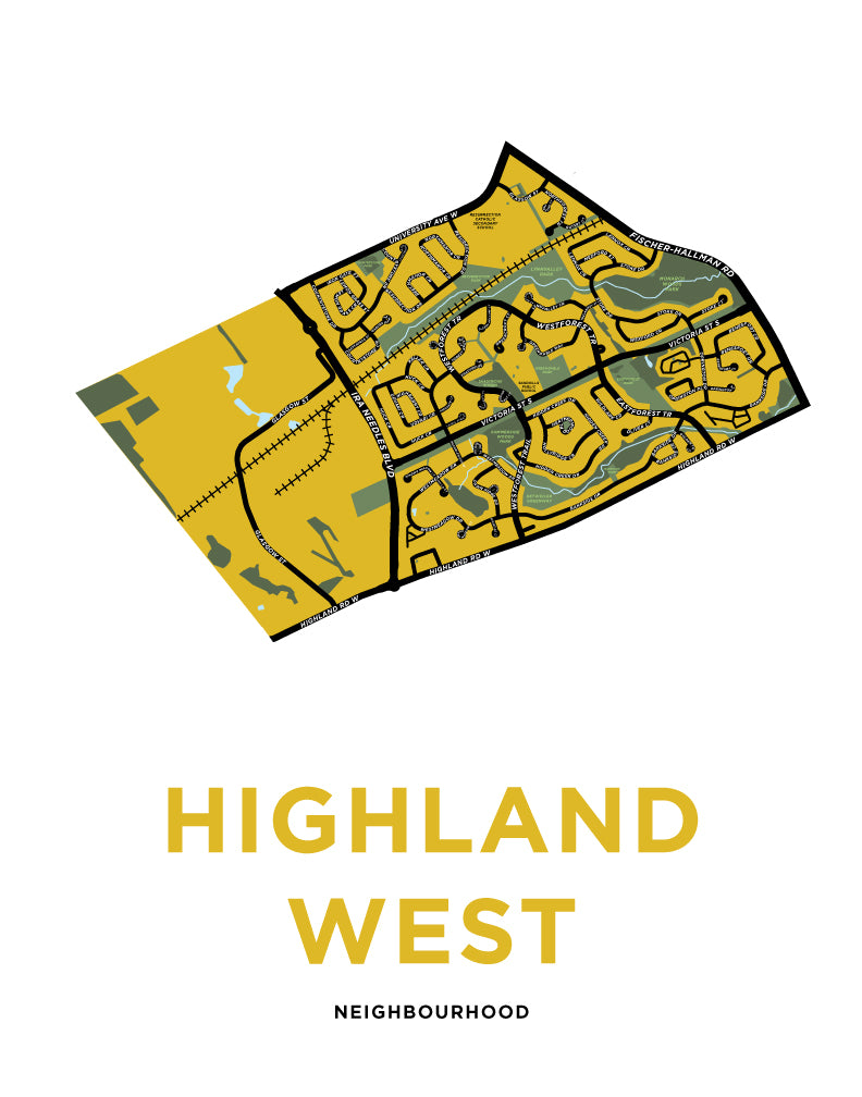 Highland West Neighbourhood Map Print