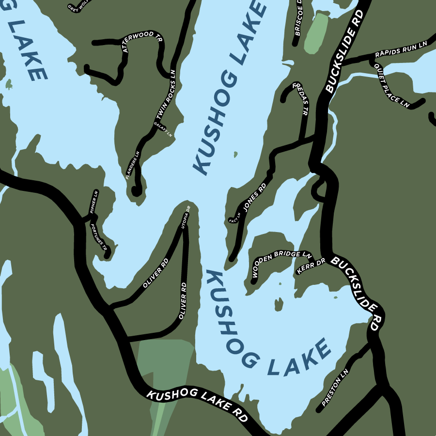 Kushog Lake Map (South End)