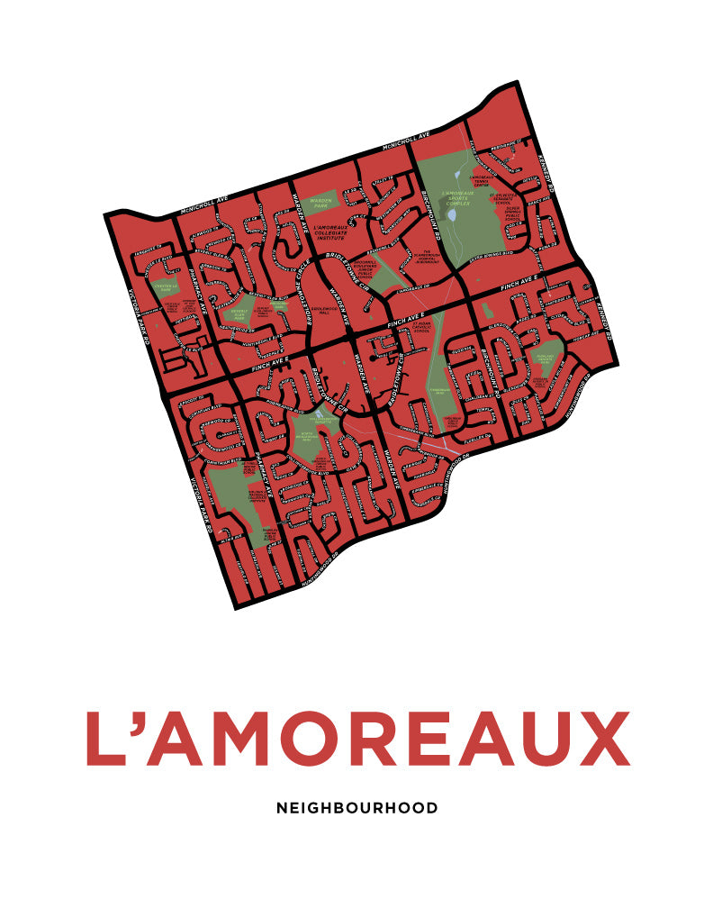 L'Amoreaux Neighbourhood Map Print