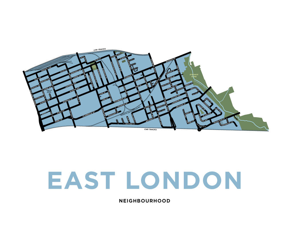 East London Neighbourhood Map Print