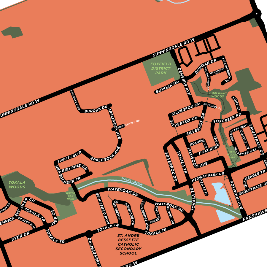 Fox Hollow Neighbourhood Map Print