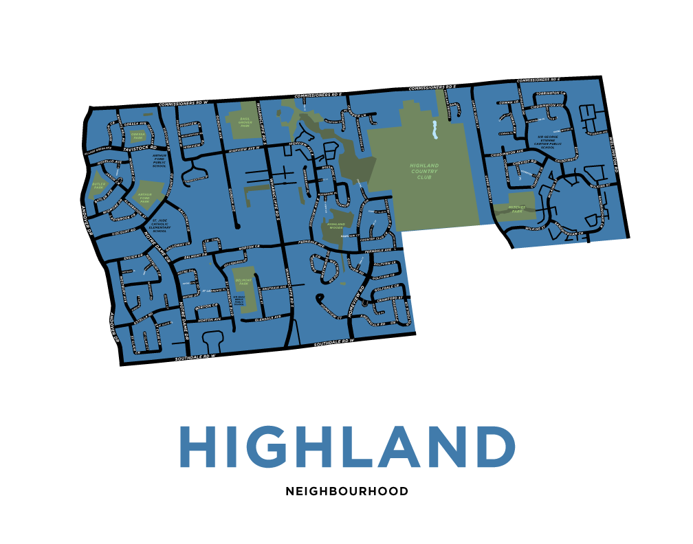 Highland Neighbourhood Map Print