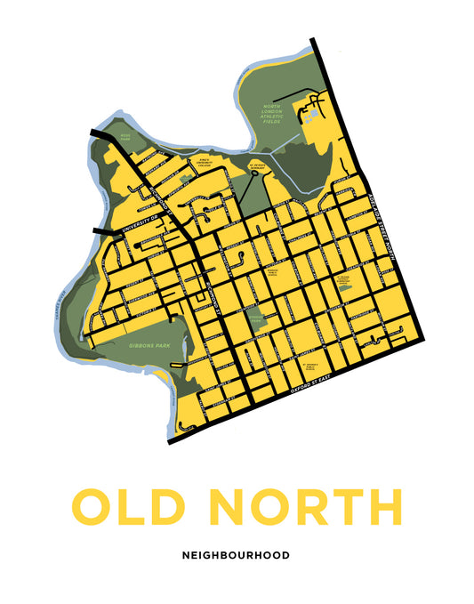 Old North Neighbourhood Map Print
