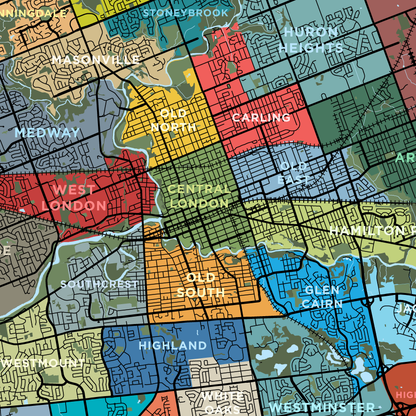 London Neighbourhoods Map Print - Simple Version