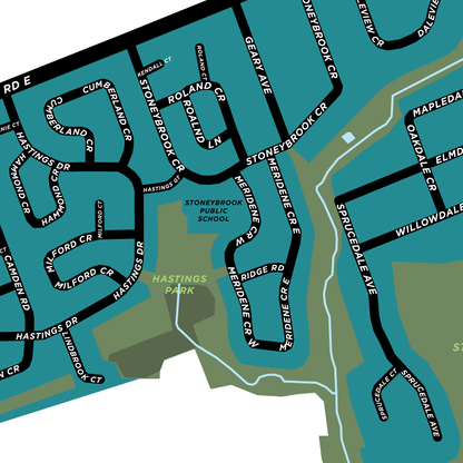 Stoney Brook Neighbourhood Map Print