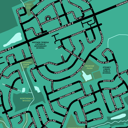 Stoney Creek Neighbourhood Map Print (London, ON)