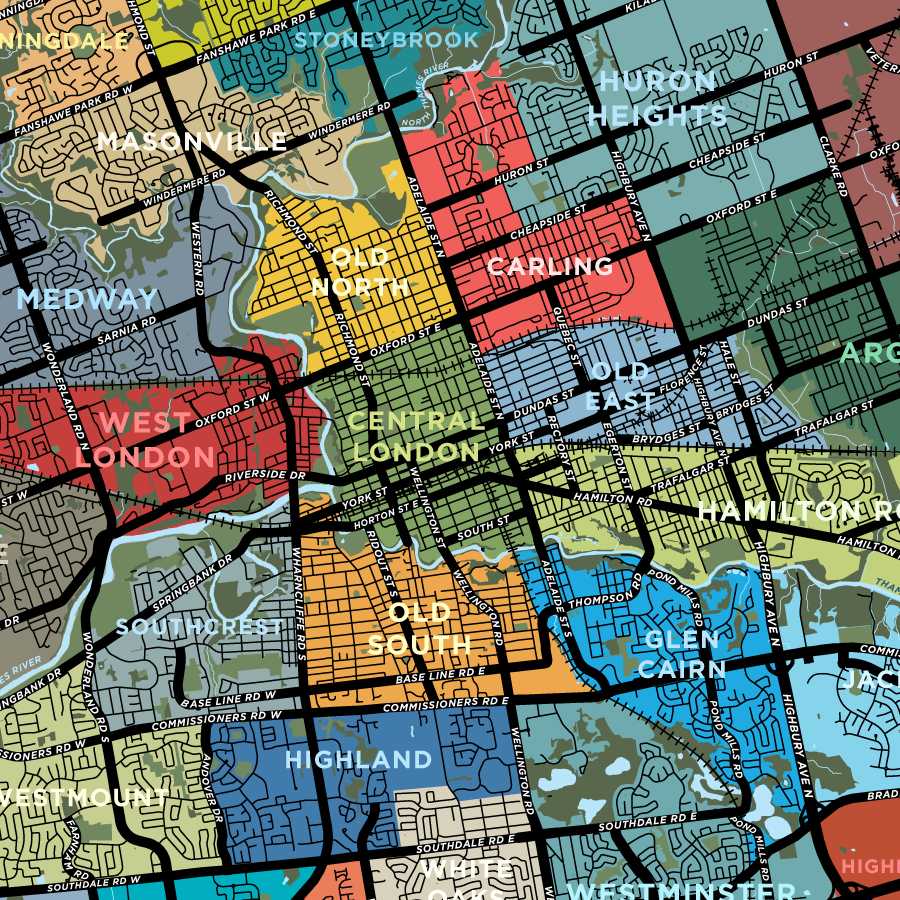London Rural Map London Neighbourhoods Map Print - Detailed Version – Jelly Brothers