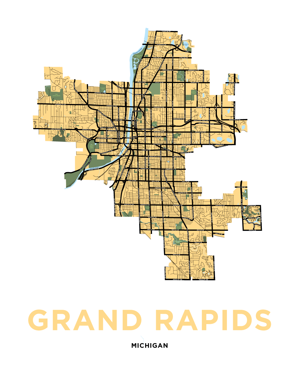 Grand Rapids, Michigan Map Print