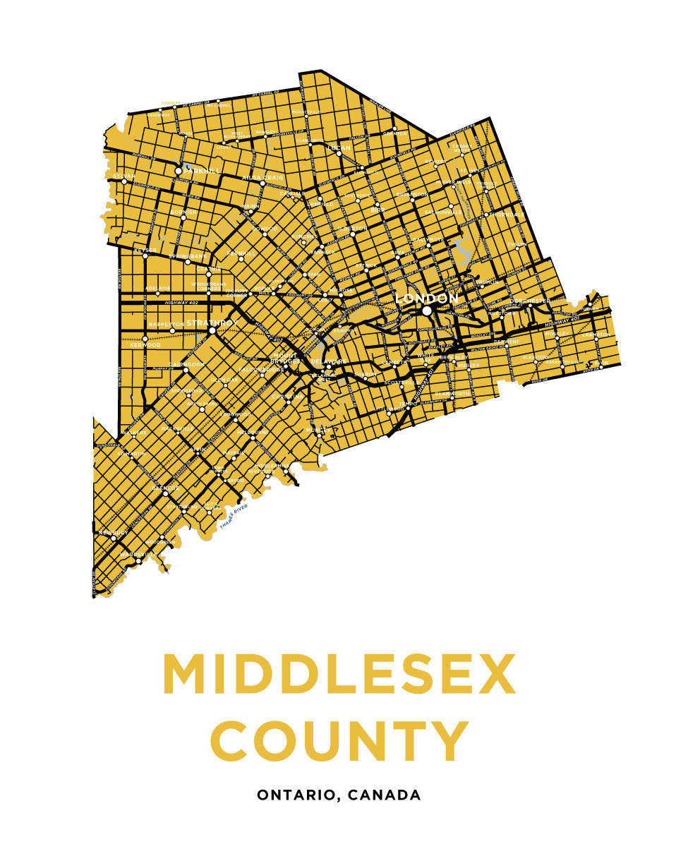 Middlesex County Map Print – Jelly Brothers