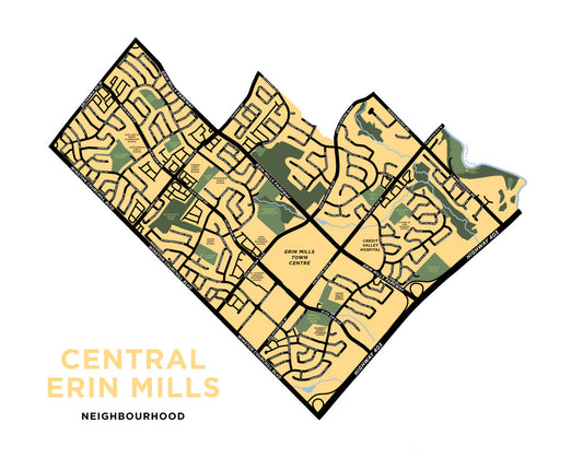 Central Erin Mills Neighbourhood Map Print