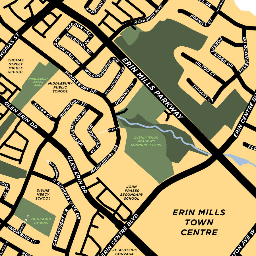 Central Erin Mills Neighbourhood Map Print