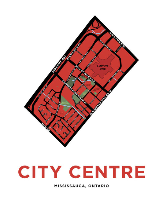 Mississauga City Centre Neighbourhood Map Print
