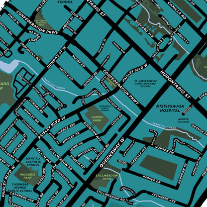 Cooksville Neighbourhood Map Print