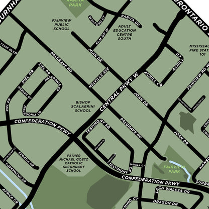 Fairview Neighbourhood Map Print (Mississauga)