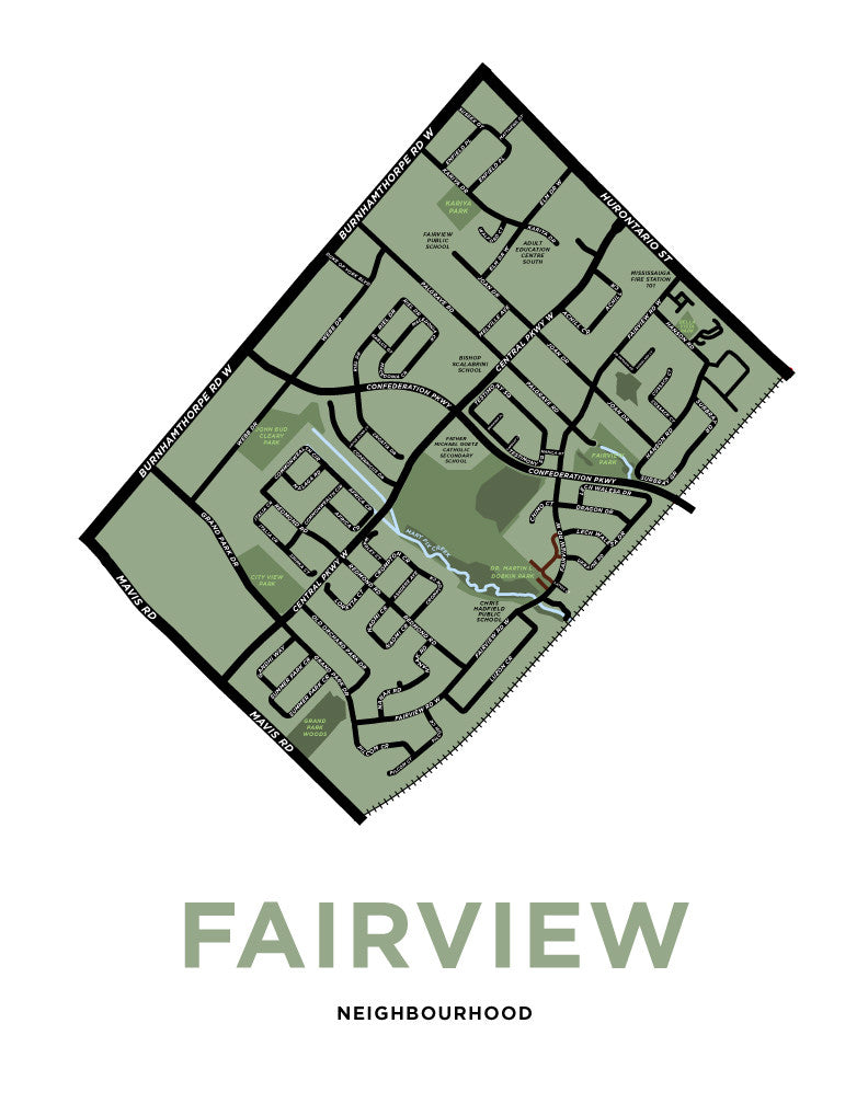 Fairview Neighbourhood Map Print (Mississauga)