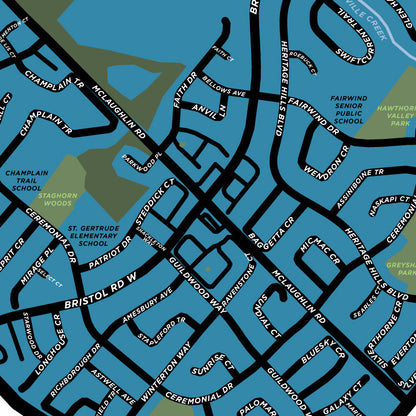 Hurontario Neighbourhood Map Print
