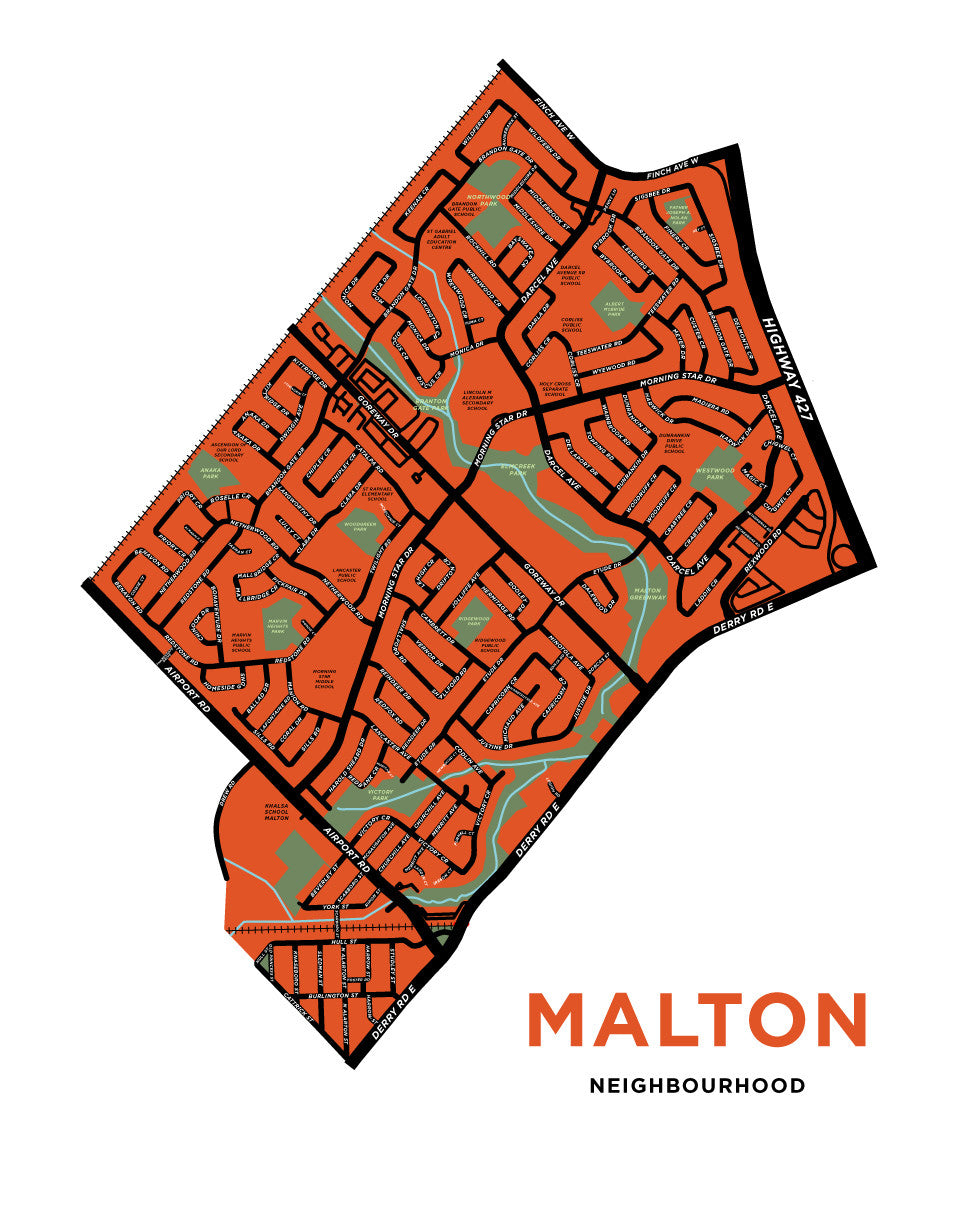 Map Rillington Malton Malton Neighbourhood Map Print – Jelly Brothers