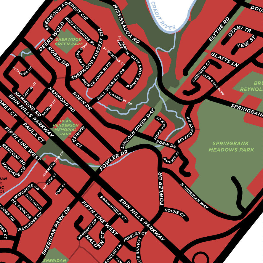Sheridan Neighbourhood Map Print (Mississauga)