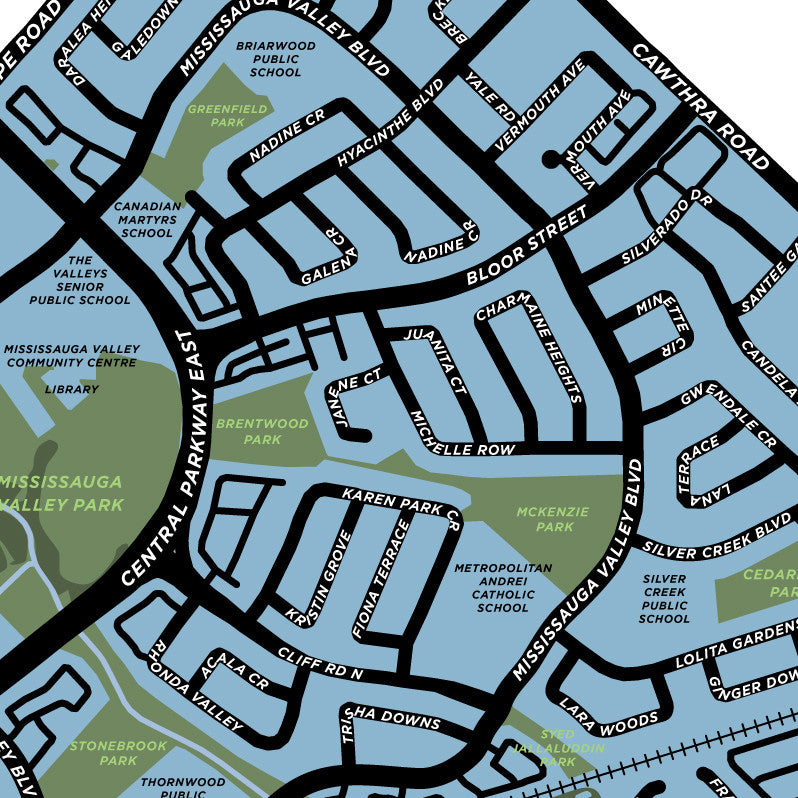 Mississauga Valley Neighbourhood Map Print