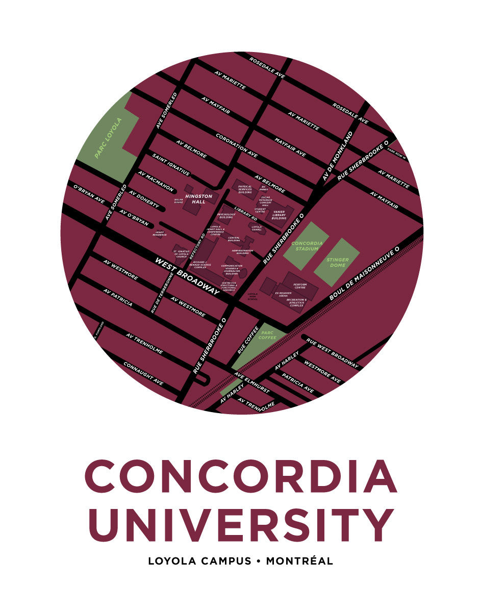 Concordia University Campus Map Print - Loyola