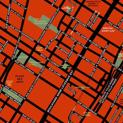 Montreal - Downtown / Centre Ville Map Print