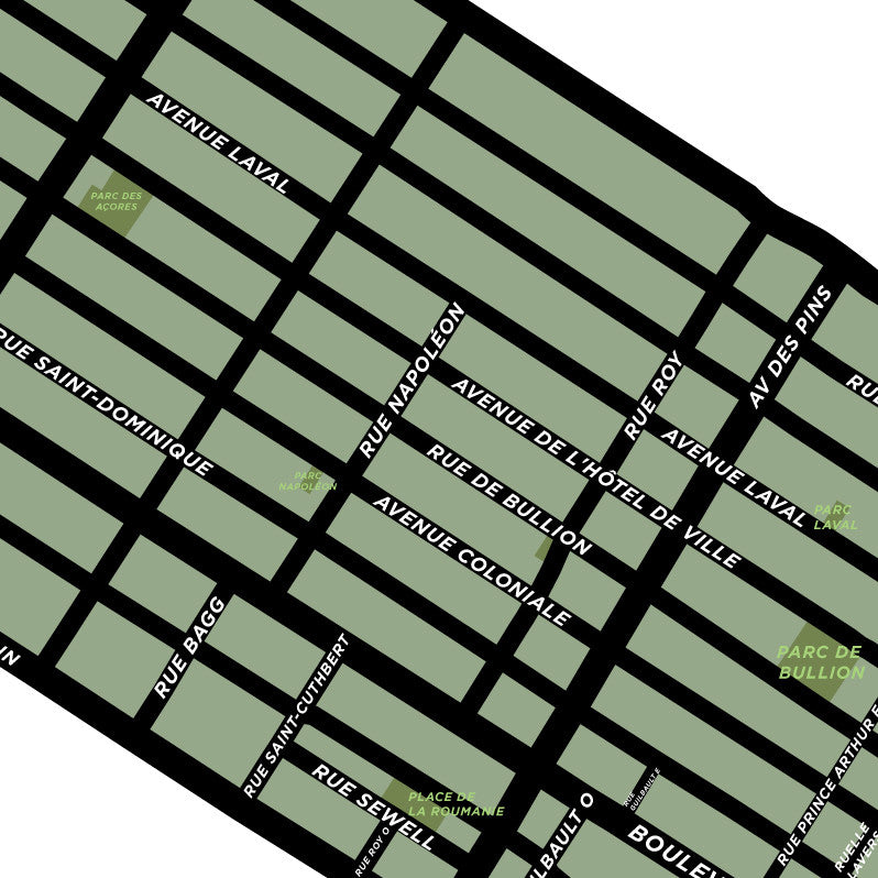 Le Plateau Neighbourhood Map Print (Montréal)