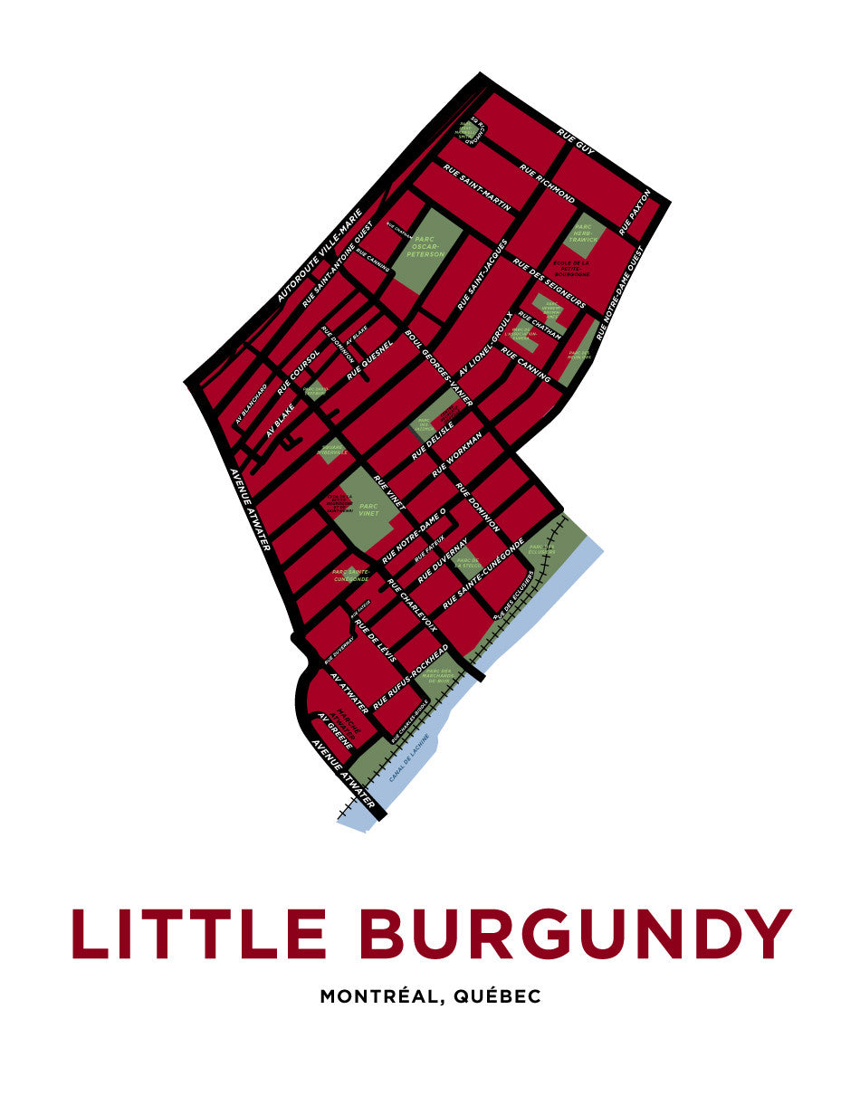 Little Burgundy Neighbourhood Map Print (Montréal)