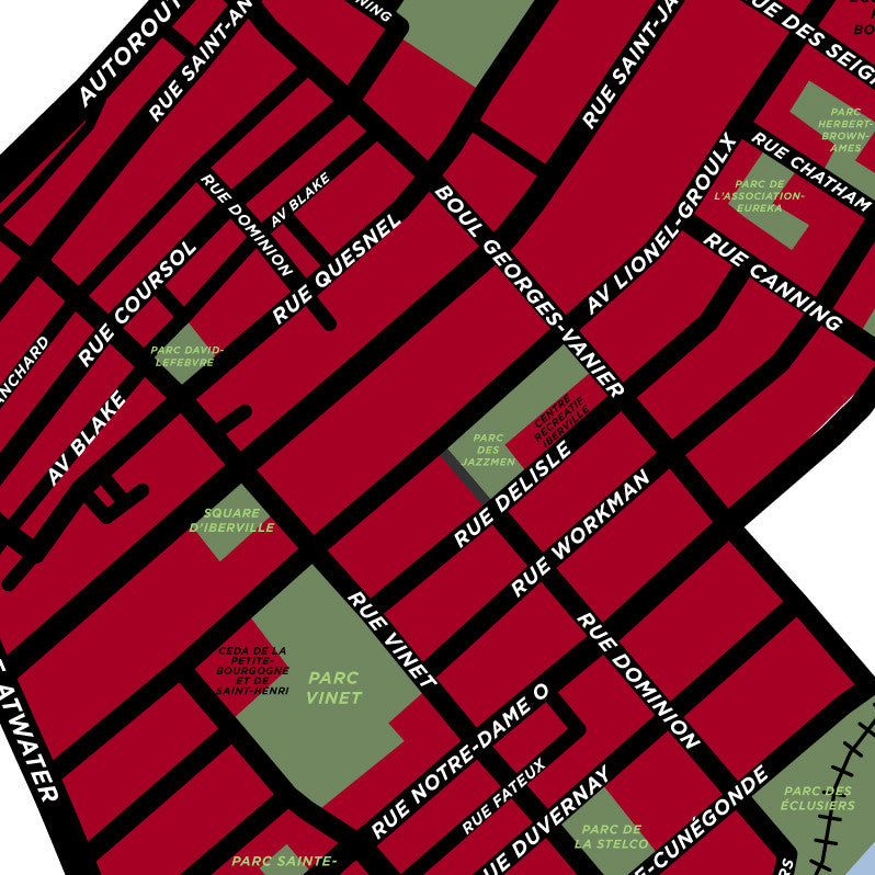 Little Burgundy Neighbourhood Map Print (Montréal)
