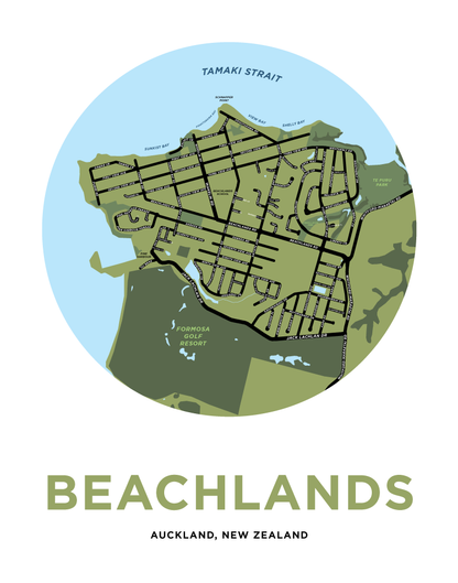 Beachlands, Auckland, New Zealand Map Print