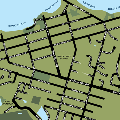 Beachlands, Auckland, New Zealand Map Print