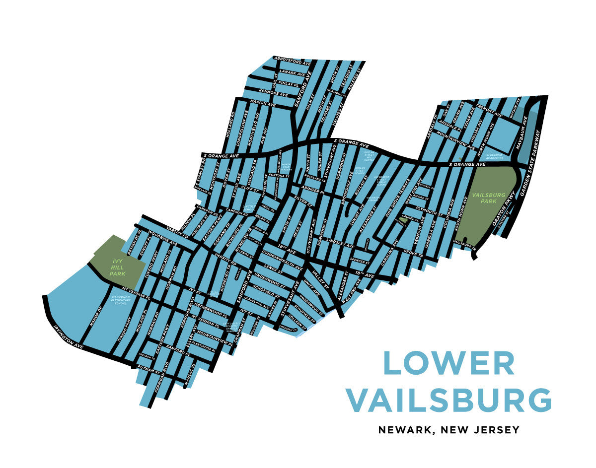 Lower Vailsburg, Newark, New Jersey Map Print