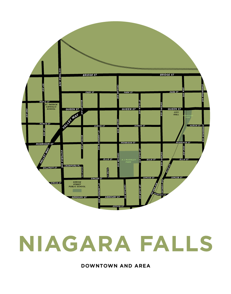 Downtown Niagara Falls Map Print