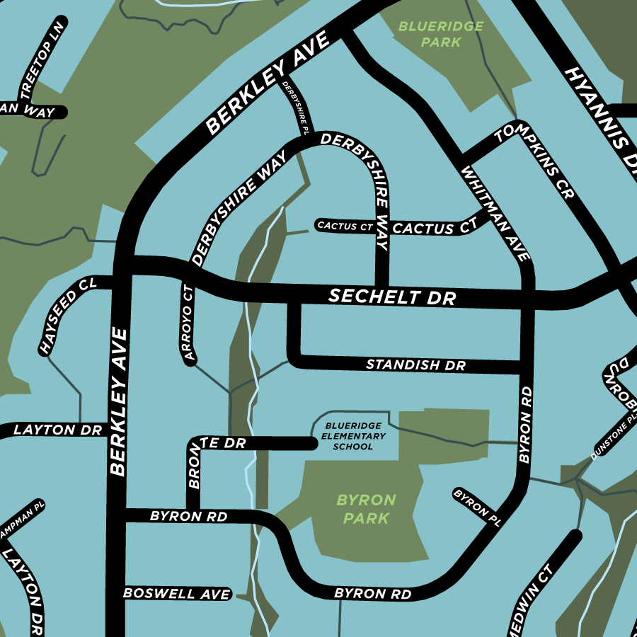 Blueridge Neighbourhood Map Print