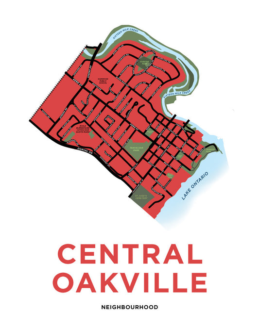 Central Oakville Neighbourhood Map Print