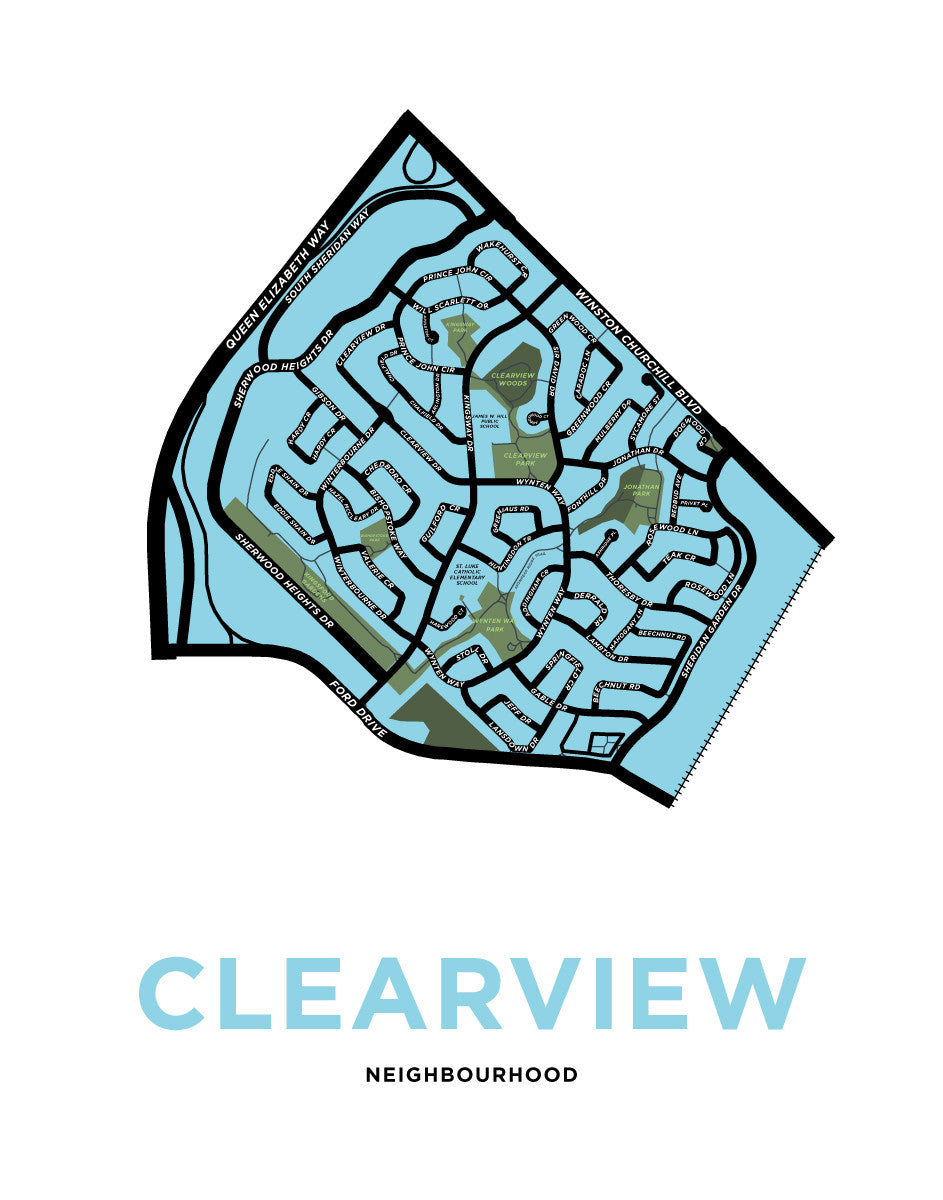 Clearview Neighbourhood Map Print (Oakville)